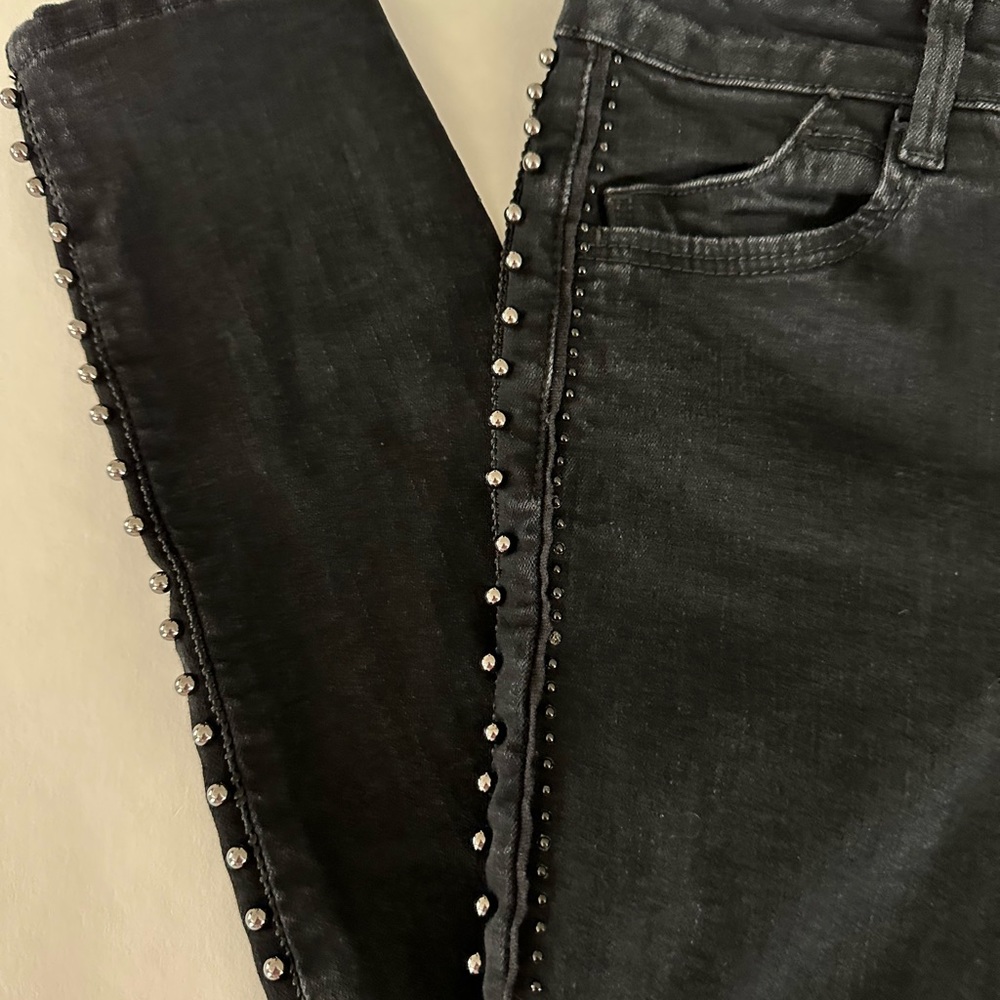 ZARA black cropped skinny studded jeans